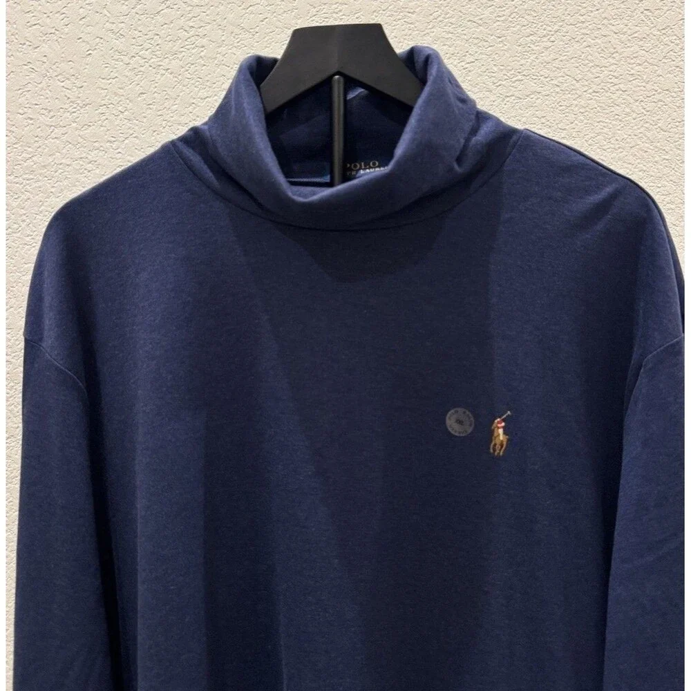 Polo Ralph Lauren Men’s Blue Knit Turtleneck Pullover Logo Sweater XXL